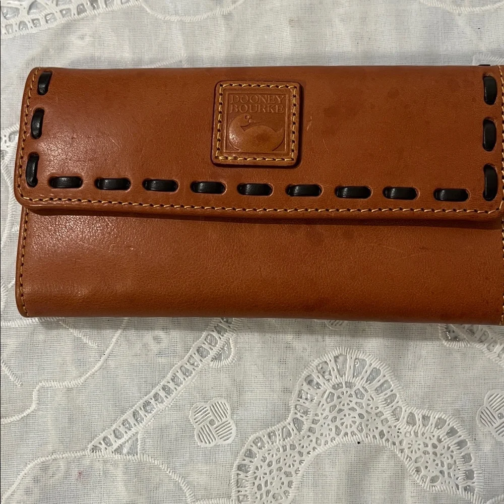 Dooney & Bourke Brown Leather Checkbook Wallet - Picture 2 of 5